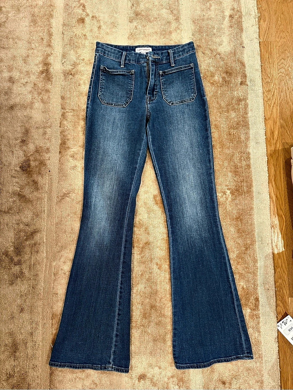 Lucky Brand High Rise Patch Pocket Stevie Flare Jeans Blue Waist 4/27